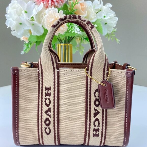 Coach Handbags - Coach CS618 Smith Canvas Leather Mini Tote, Natural Multi
